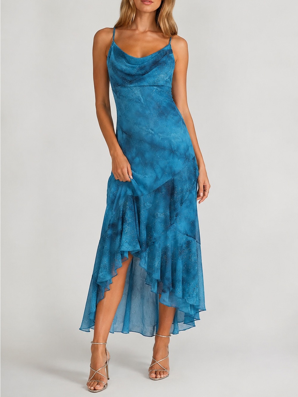 Vintage Y2K Fairy Glitter Taboo Slinky Maxi Dress Small